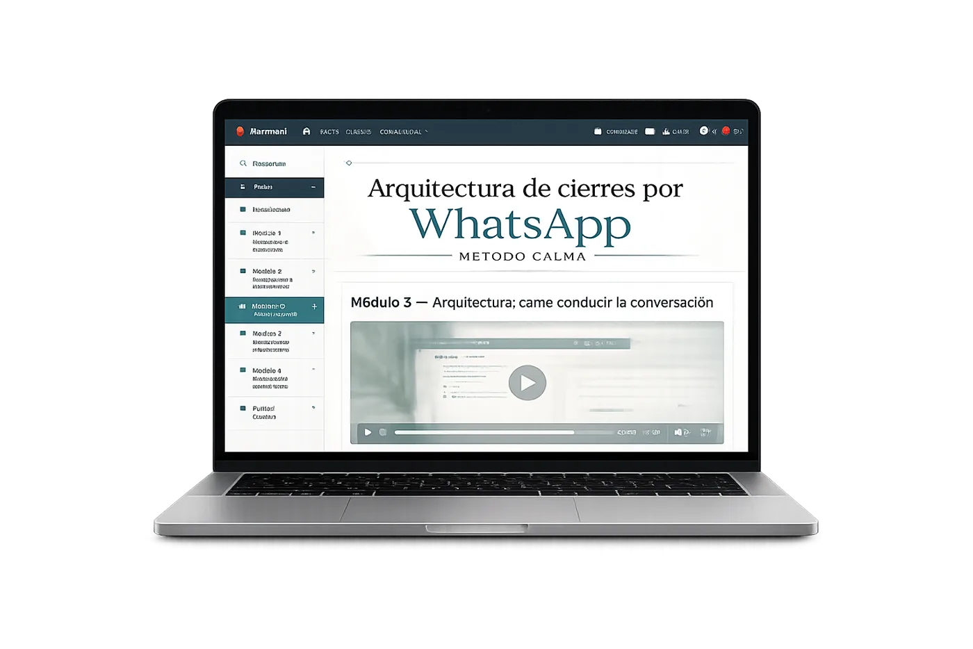 Programa Método CALMA abierto en una laptop